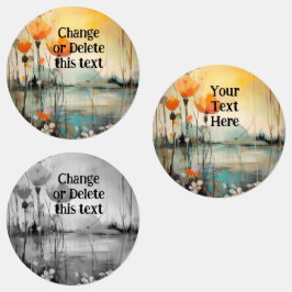 Poppy Abstract Landschap met rode klaprozen Labels