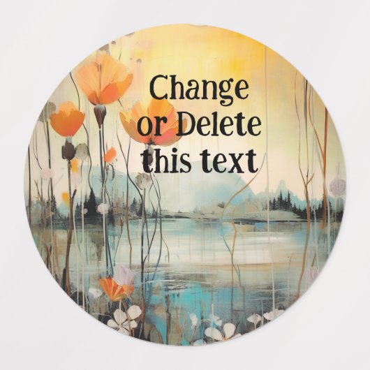 Poppy Abstract Landschap met rode klaprozen Labels (Design 1)