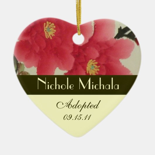 Poppy Adoption Announcement Keepslag Keramisch Ornament (Voorkant)