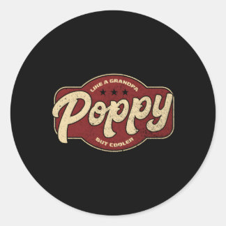Poppy als een opa, maar er poppy opa ronde sticker
