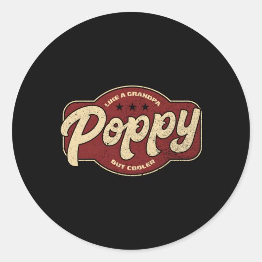 Poppy als een opa, maar er poppy opa ronde sticker (Voorkant)