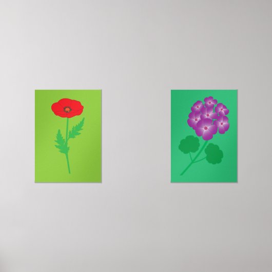 Poppy and Geranium Flowers Muurkunst Sets (Voorkant)
