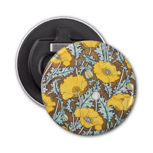 Poppy Art Illustratie Bloem Nouveau Button Flesopener