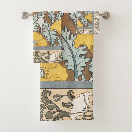 Poppy Art Illustratie Gele bloem Bad Handdoek (Insitu)