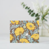 Poppy Art Illustratie Gele bloem Briefkaart (Staand voorkant)