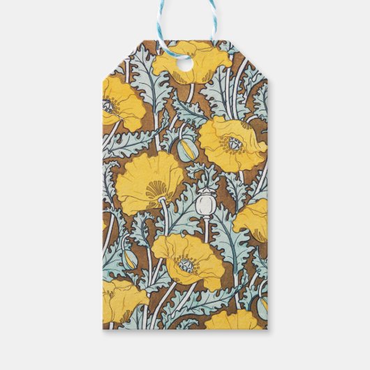 Poppy Art Illustratie Gele bloem Cadeaulabel (Voorkant)