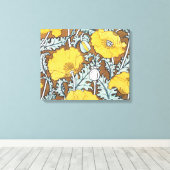 Poppy Art Illustratie Gele bloem Canvas Afdruk (Insitu (Houten vloer))