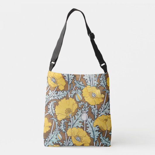 Poppy Art Illustratie Gele bloem Crossbody Tas (Achterkant)