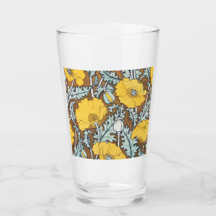 Poppy Art Illustratie Gele bloem Glas