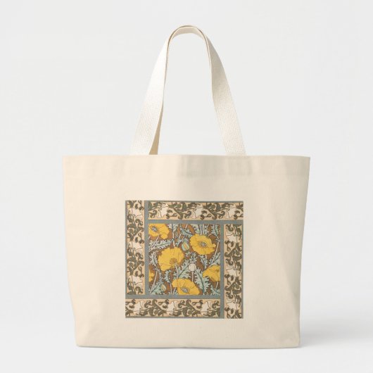 Poppy Art Illustratie Gele bloem Grote Tote Bag (Voorkant)