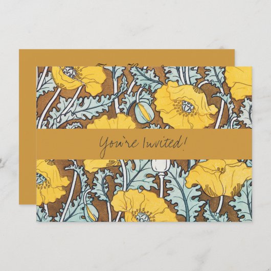 Poppy Art Illustratie Gele bloem Kaart (Voorkant / Achterkant)