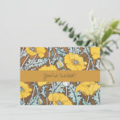 Poppy Art Illustratie Gele bloem Kaart (Staand voorkant)