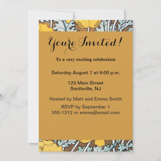 Poppy Art Illustratie Gele bloem Kaart (Voorkant)