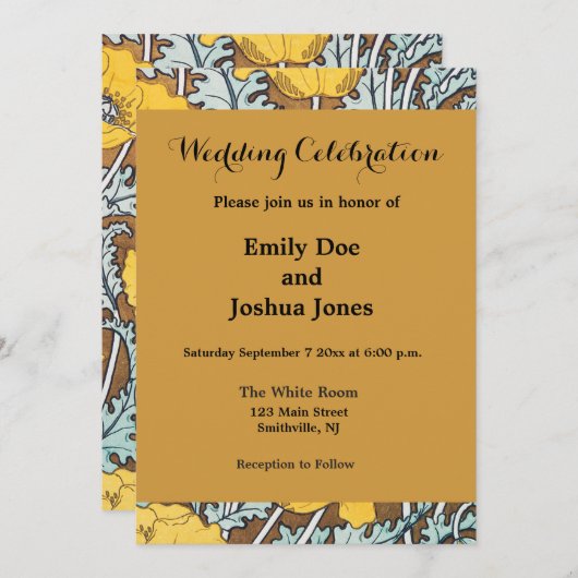 Poppy Art Illustratie Gele bloem Kaart (Voorkant / Achterkant)