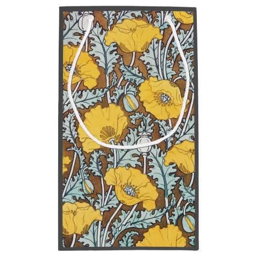 Poppy Art Illustratie Gele bloem Klein Cadeauzakje (Achterkant)