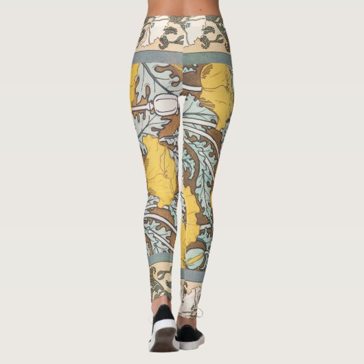 Poppy Art Illustratie Gele bloem Leggings (Achterkant)