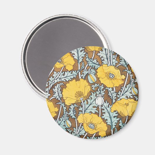 Poppy Art Illustratie Gele bloem Magneet (Voorkant / Achterkant)