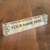 Poppy Art Illustratie Gele bloem Naambordje (Zijkant)