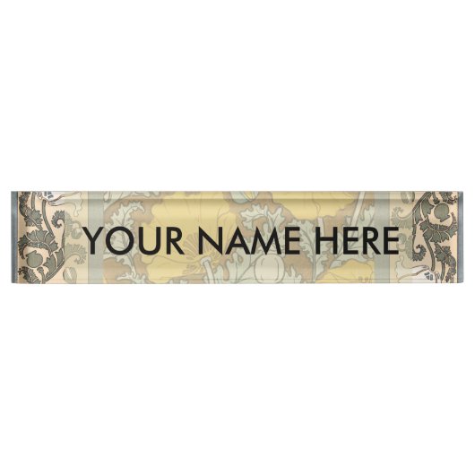 Poppy Art Illustratie Gele bloem Naambordje (Voorkant)