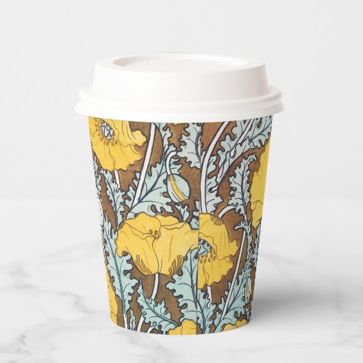 Poppy Art Illustratie Gele bloem Papieren Bekers (Links)