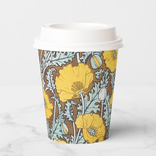 Poppy Art Illustratie Gele bloem Papieren Bekers (Achterkant)
