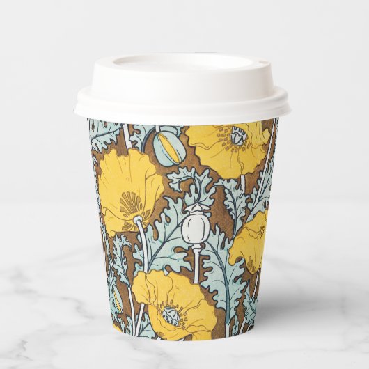 Poppy Art Illustratie Gele bloem Papieren Bekers (Voorkant)