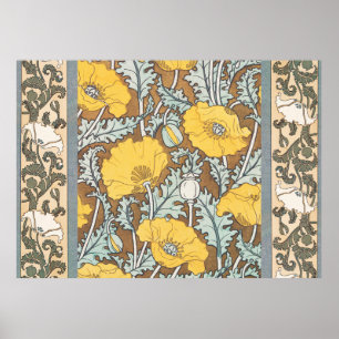 Poppy Art Illustratie Gele bloem Poster