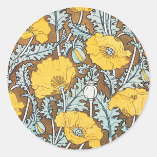 Poppy Art Illustratie Gele bloem Ronde Sticker