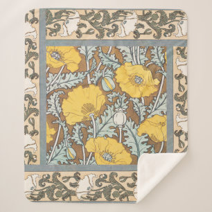 Poppy Art Illustratie Gele bloem Sherpa Deken