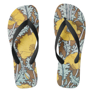 Poppy Art Illustratie Gele bloem Teenslippers