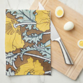 Poppy Art Illustratie Gele bloem Theedoek (Quarter Fold)