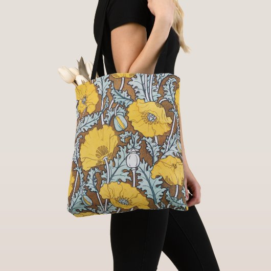 Poppy Art Illustratie Gele bloem Tote Bag (Dichtbij)