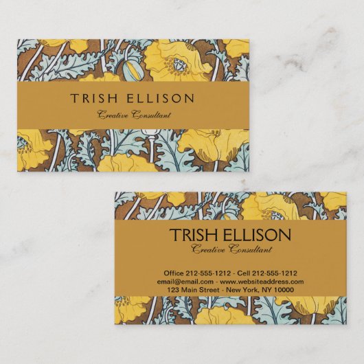 Poppy Art Illustratie Gele bloem Visitekaartje (Voorkant / Achterkant)