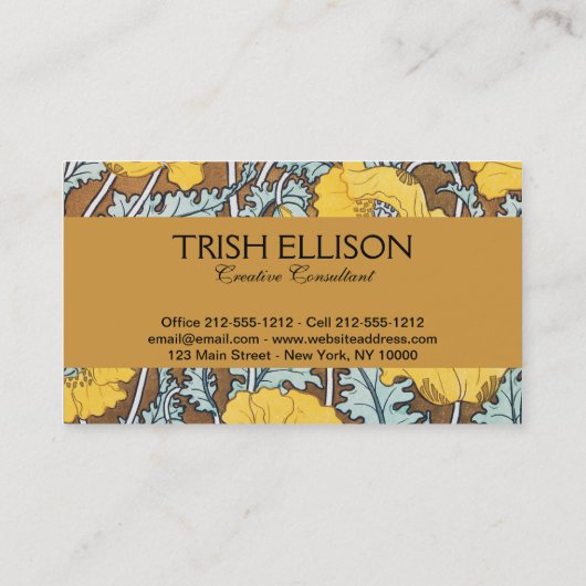 Poppy Art Illustratie Gele bloem Visitekaartje (Achterkant)