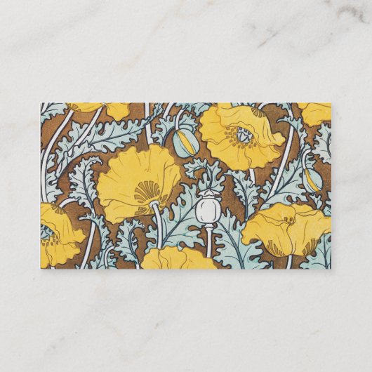 Poppy Art Illustratie Gele bloem Visitekaartje (Achterkant)