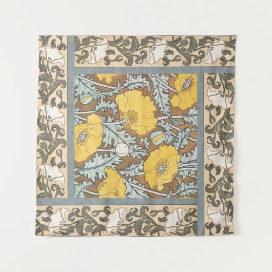 Poppy Art Illustratie Gele bloem Wandkleed (Voorkant (horizontaal))