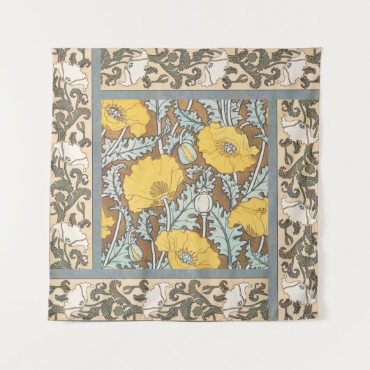 Poppy Art Illustratie Gele bloem Wandkleed (Voorkant)