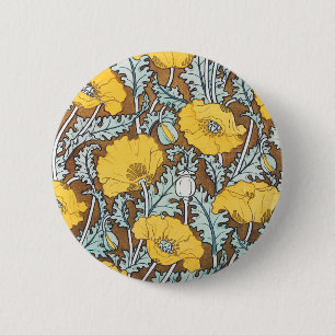 Poppy Art Illustration Flower Pattern Ronde Button 5,7 Cm