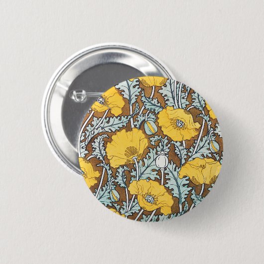 Poppy Art Illustration Flower Pattern Ronde Button 5,7 Cm (Voorkant /achterkant)