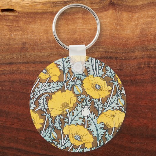 Poppy Art Illustration Flower Pattern Sleutelhanger (Voorkant)