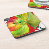 Poppy Art macro-papaver Bier Onderzetter (Linkerzijde)