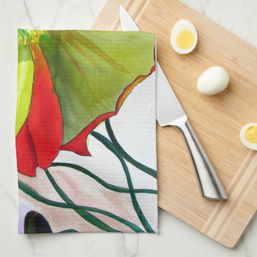 Poppy Art macro-papaver Theedoek (Quarter Fold)