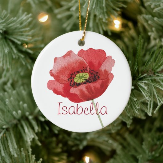 Poppy AUGUST Birthday Red Poppies Birth Flower Keramisch Ornament (Boom)