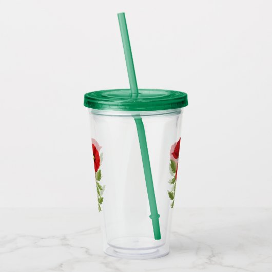 Poppy bloeiende vrolijke zomerbloemen acryl drinkbeker (Links)