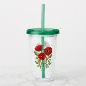 Poppy bloeiende vrolijke zomerbloemen acryl drinkbeker (Voorkant)