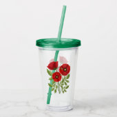 Poppy bloeiende vrolijke zomerbloemen acryl drinkbeker (Achterkant)