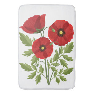 Poppy bloeiende vrolijke zomerbloemen badmat