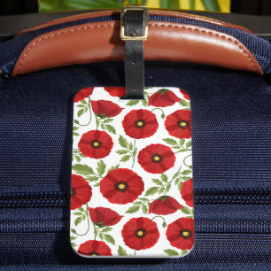 Poppy bloeiende vrolijke zomerbloemen bagagelabel