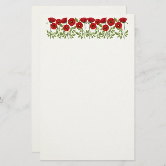 Poppy bloeiende vrolijke zomerbloemen briefpapier (Voorkant / Achterkant)