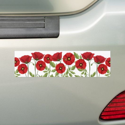 Poppy bloeiende vrolijke zomerbloemen bumpersticker (Op auto)